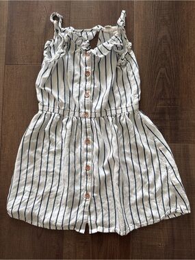 Roxy White and Navy Striped Button dress